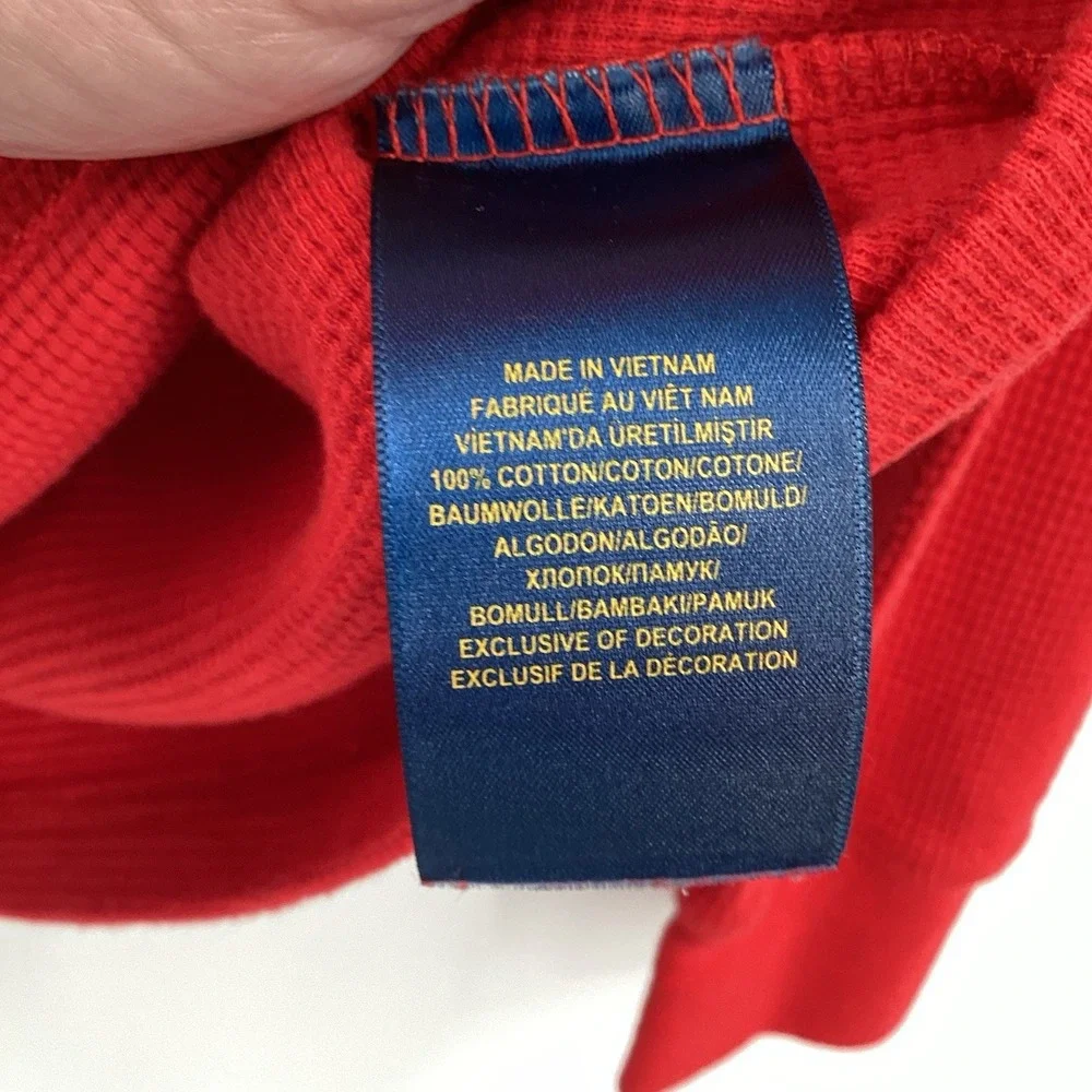 Boys Polo Ralph Lauren Long Sleeved Thermal Waffle Knit‎ Shirt Red Large (14-16)